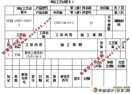 中叶板零件冲压工艺与冲模设计(附冲压工艺过程卡)