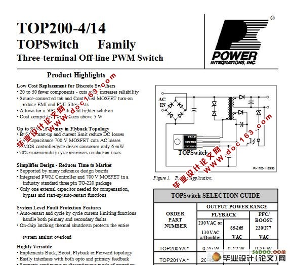 TOPSwitch系列三端离线式PWM开关外文翻译资料