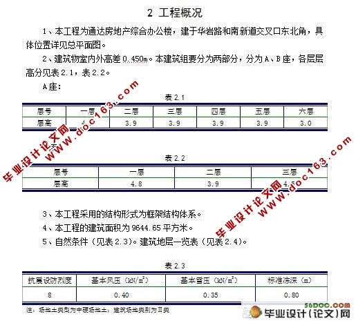 房地产公司综合楼(L形,一层底商)建筑结构设计