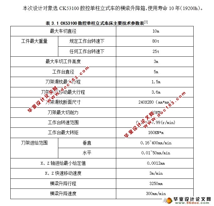 数控单柱立式车床横梁升降箱设计(含CAD零件图装配图)