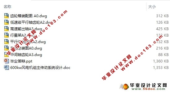 600kW风电机组主传动系统设计(含CAD零件图装配图)
