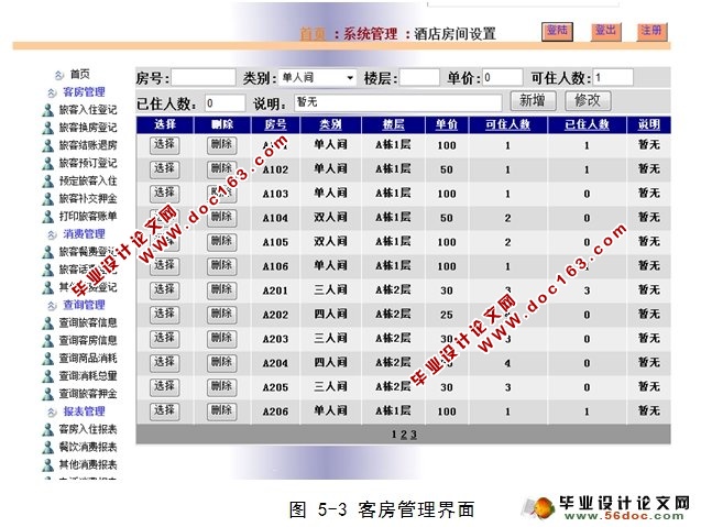 酒店客房信息管理系统的设计(ASP.NET,SQL)(含录像)