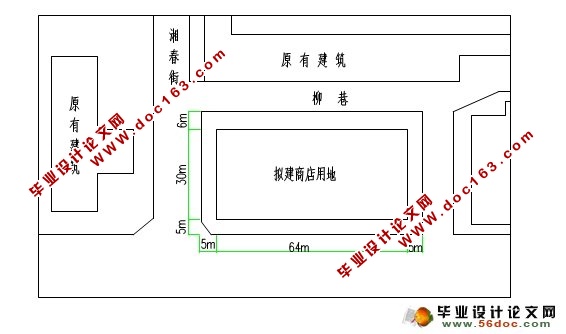 三层3900平米百货商场建筑结构设计(含总平面图)
