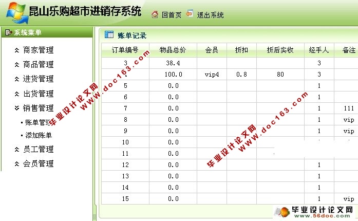 乐购超市进销存系统的设计与实现(SSH,MySQL)(含录像)