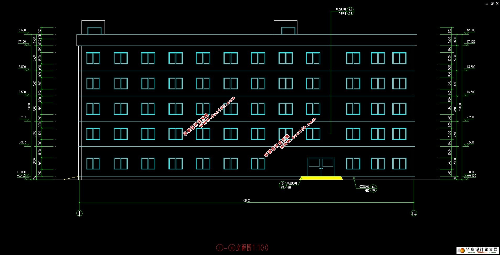 五层5300平米汨罗宾馆(建筑结构,电算和手算,工程量清单)