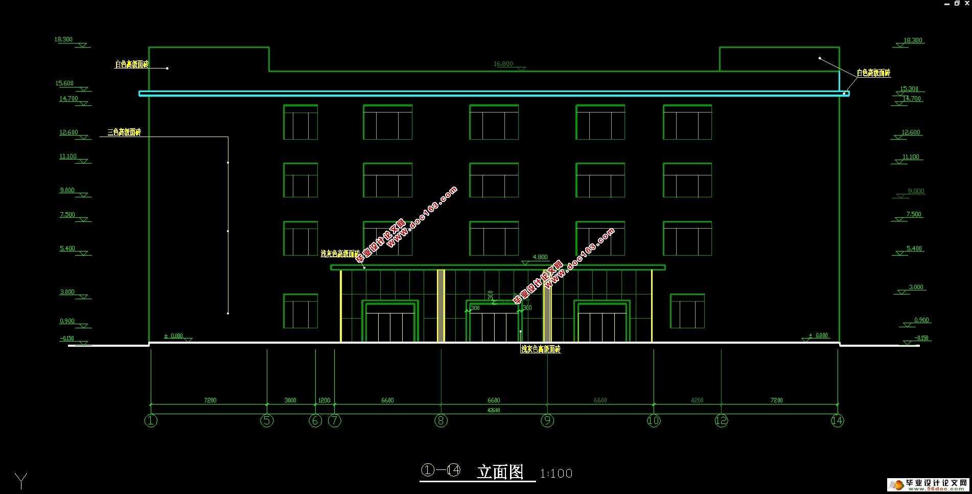 四层局部五层5925平米图书馆(建筑结构,工程量清单)(附电算)