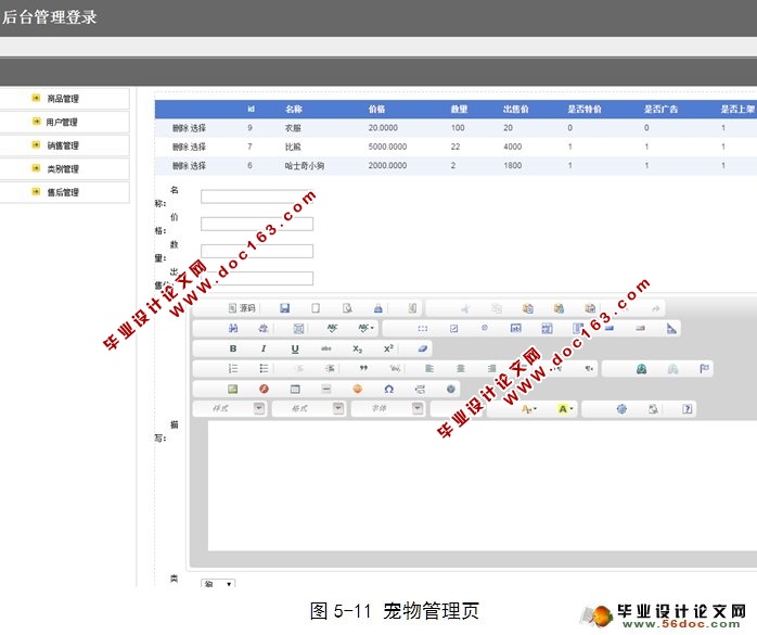 宠物销售网站的设计与实现(ASP.NET,SQL)
