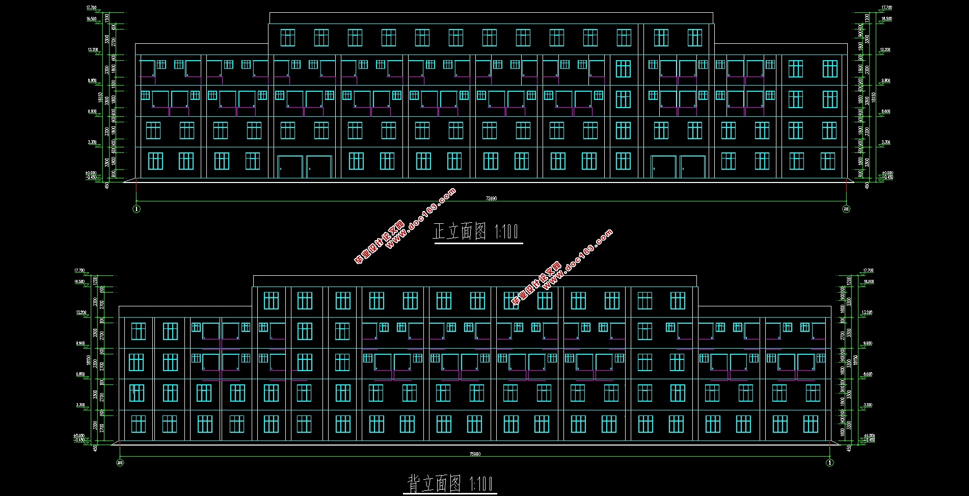 济南市五层6100平米商务酒店设计(建筑图,结构图)