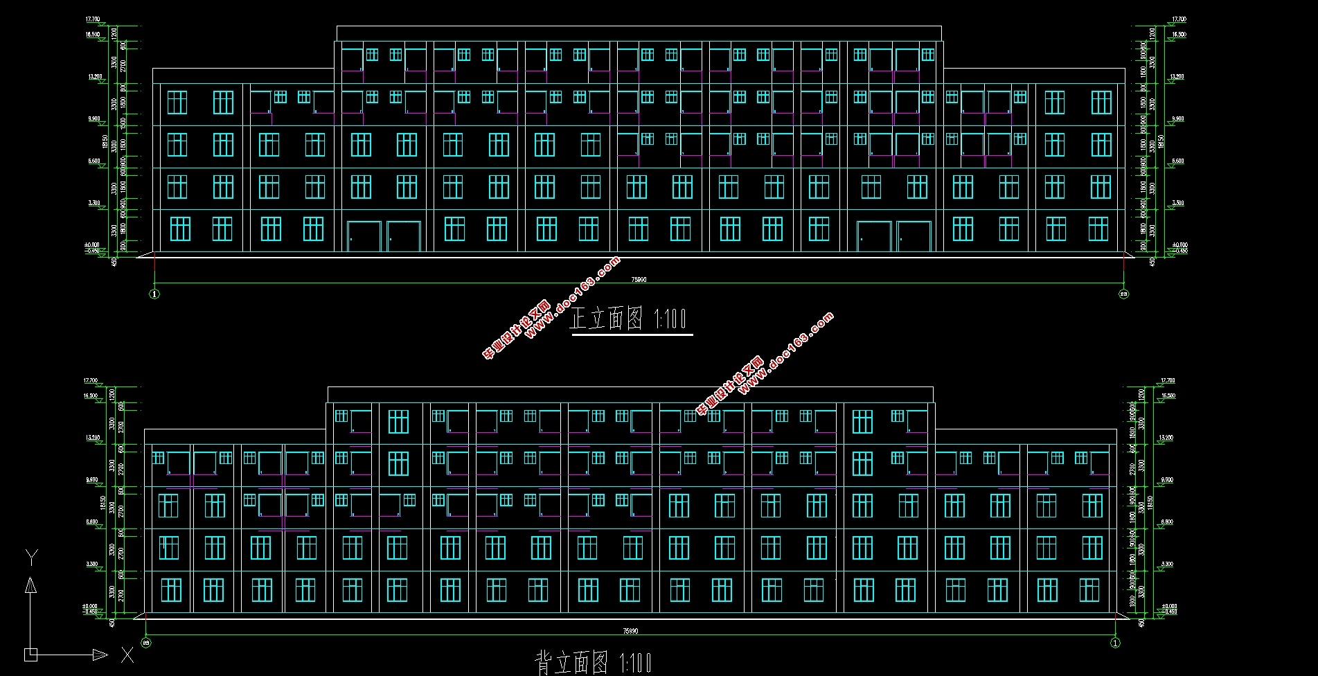 五层6600平米晨曦宾馆设计(建筑图,结构图,总平面图)