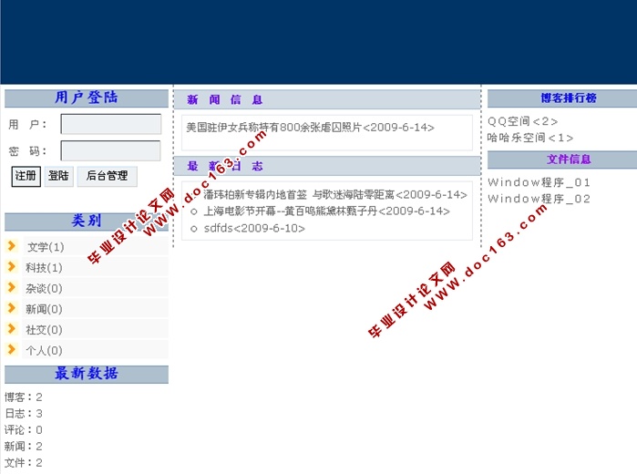 博客平台的设计与实现(ASP.NET,SQL)