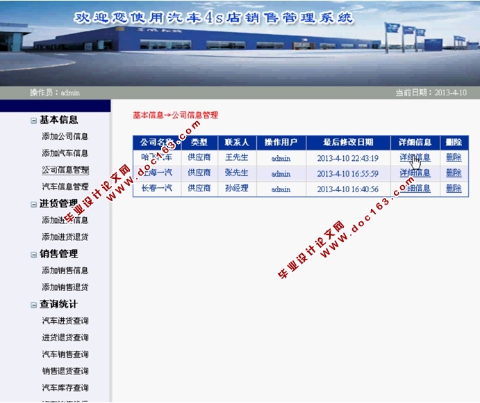 汽车4S店销售管理系统的设计与实现