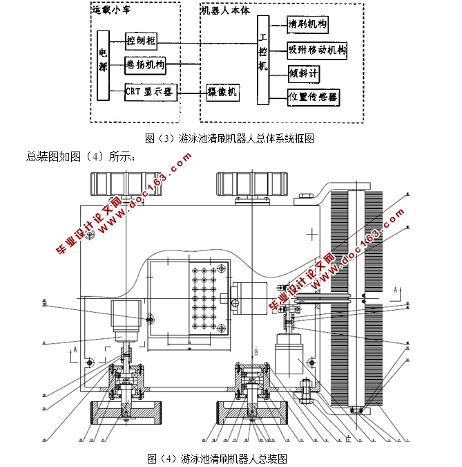 游泳池清刷机器人结构设计(含CAD零件装配图)