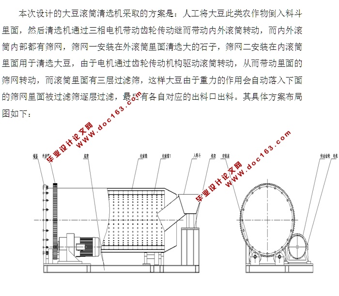 大豆滚筒清选机传动结构设计(含CAD零件装配图,SolidWorks,IGS三维图)