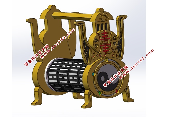 太极四环八卦密码锁3D模型设计(含CAD零件装配图,SolidWorks,STEP三维)