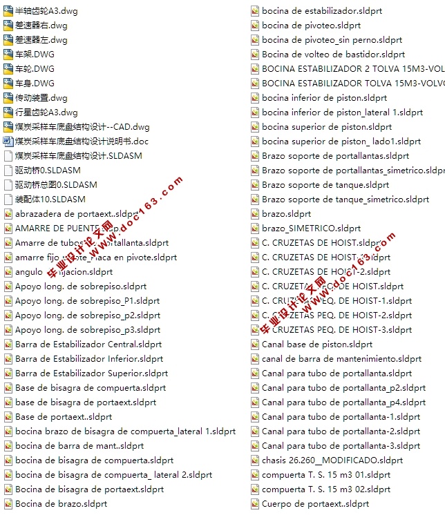 煤炭采样车底盘结构的设计(含CAD零件装配图,SolidWorks三维图)