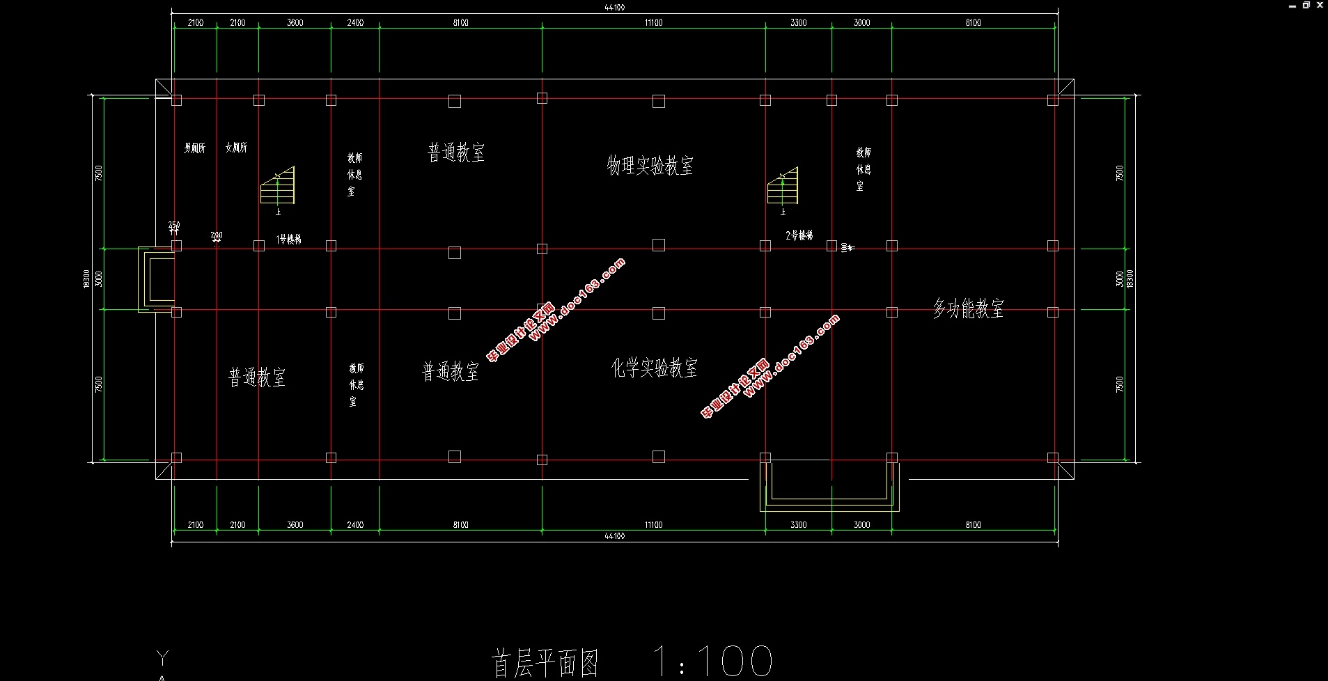 四层3000平米中学教学楼投标和工程量计算(建筑图,结构图)