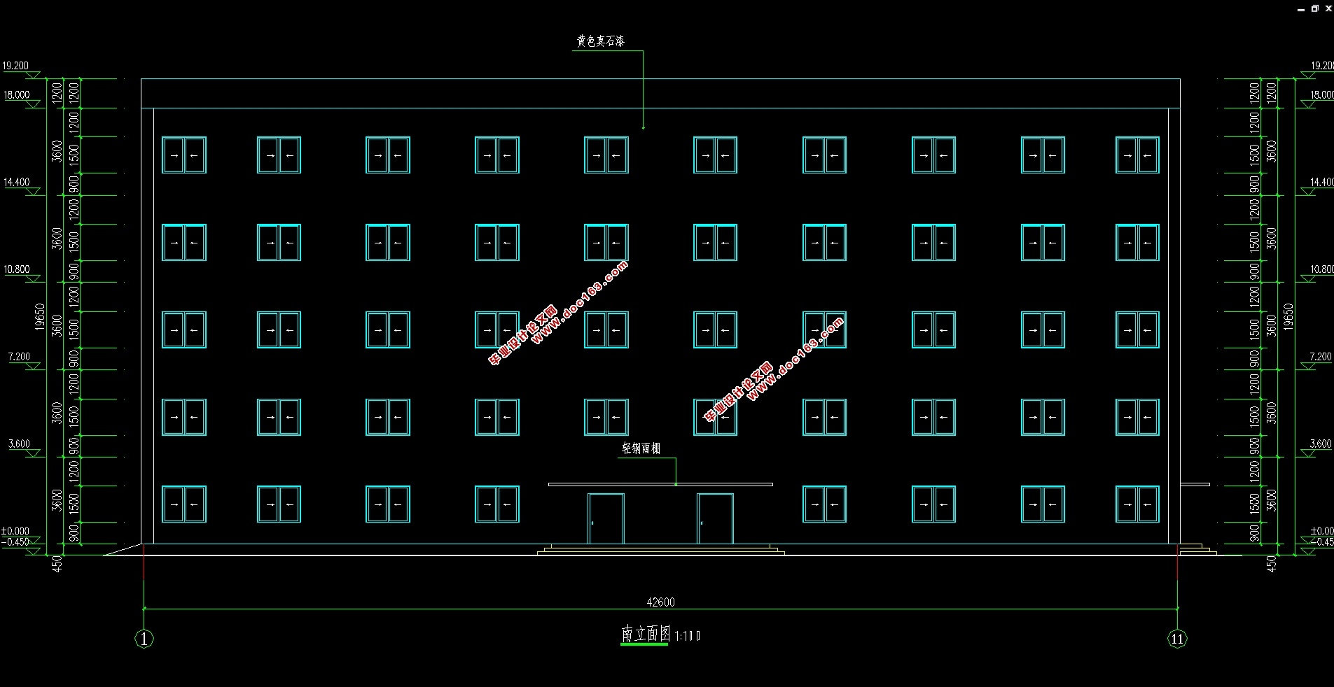 五层3520平米武汉洪山区中学教学楼设计(建筑图,结构图)