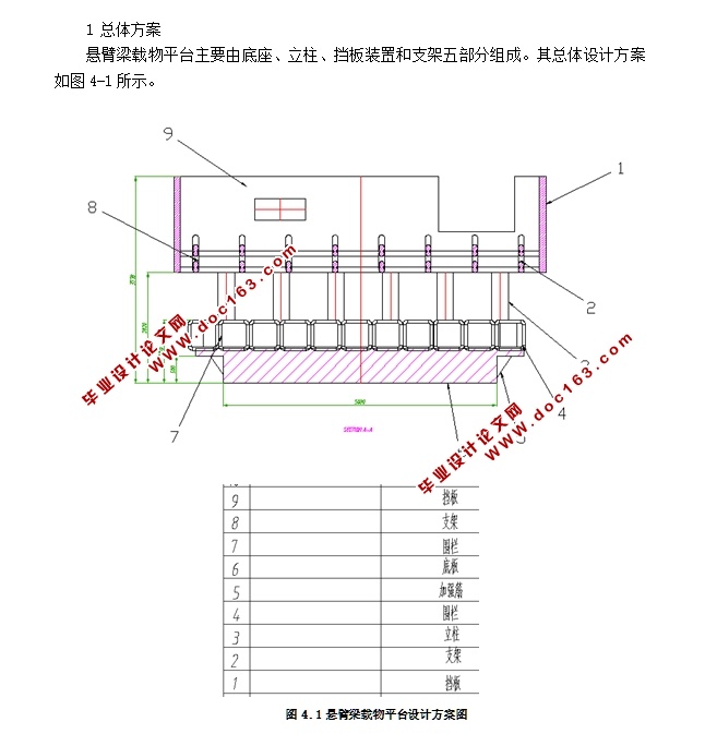 悬臂梁载物平台结构优化设计(含CAD零件装配图,UG三维图)