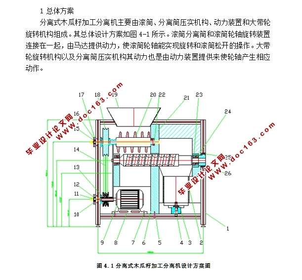 木瓜籽加工机结构设计(含CAD零件装配图)