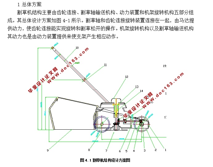 割草机结构总体设计(含CAD零件装配图,PROE三维图)