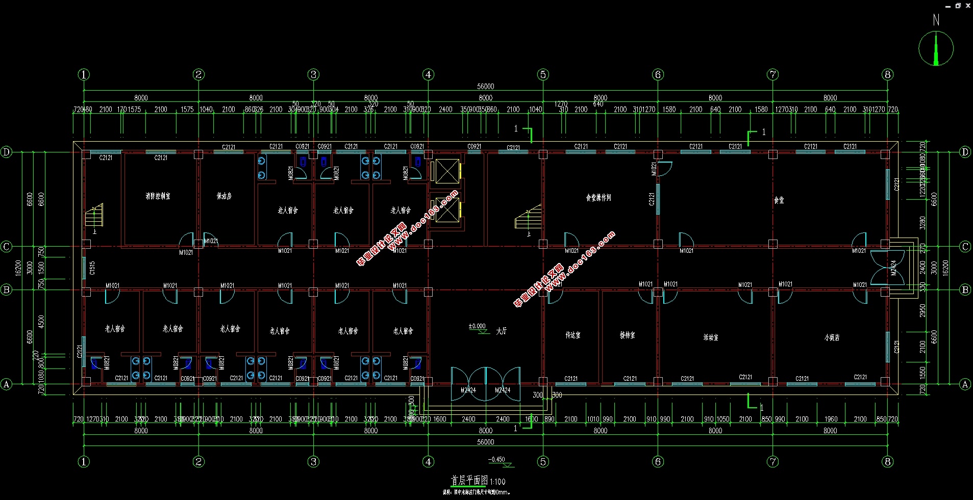 五层4500平米西安市敬老院用房设计(建筑图,结构图)