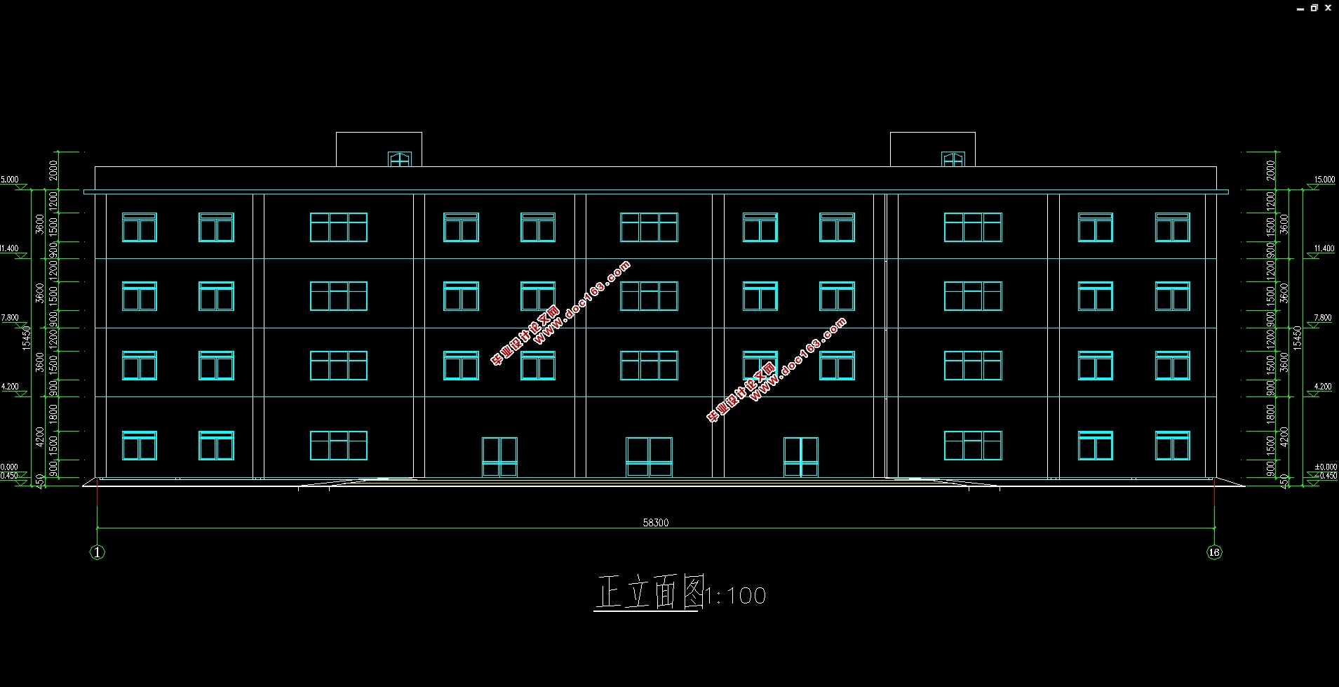 四层4000平米创业街9栋办公楼设计(建筑图,结构图)