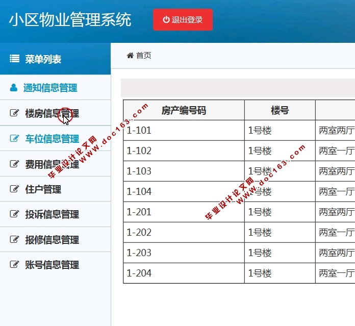 小区物业管理系统的设计和实现(ASP.NET,SQL)(含录像)