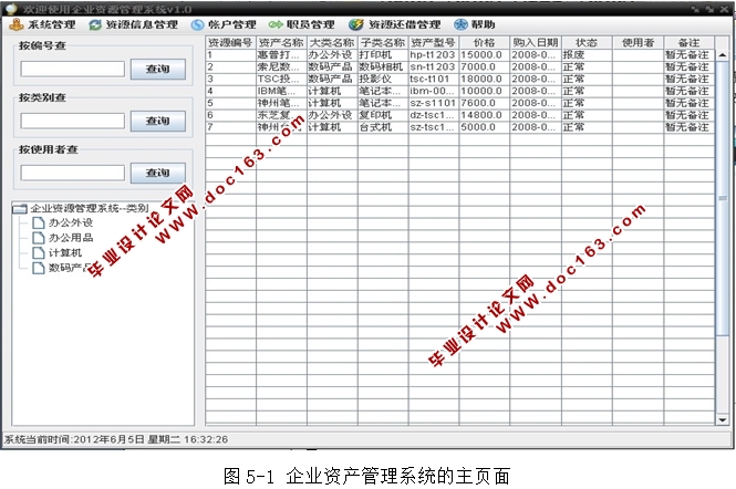 企业资产管理系统的设计与实现(Java,MySQL,C/S架构)