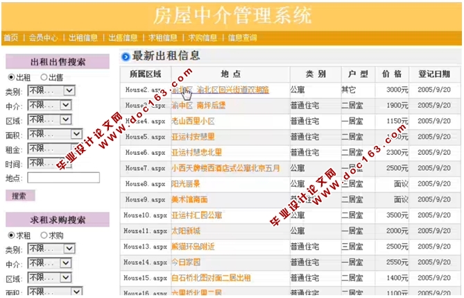 房屋中介管理系统的开发与实现(ASP.NET,SQL)