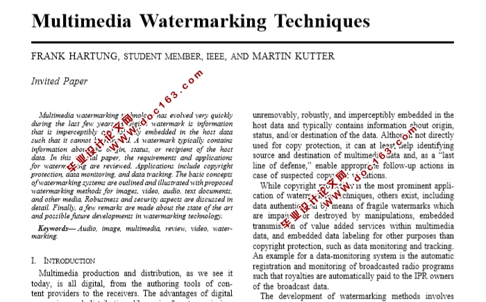 ýˮӡMultimedia Watermarking Techniques