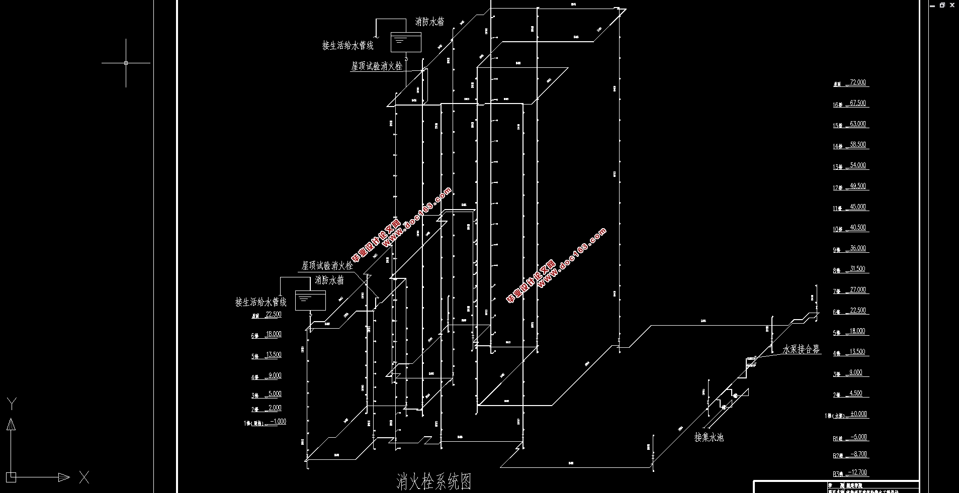 高层建筑(地下三层地上十六层)商业写字楼给排水工程设计(含CAD图)