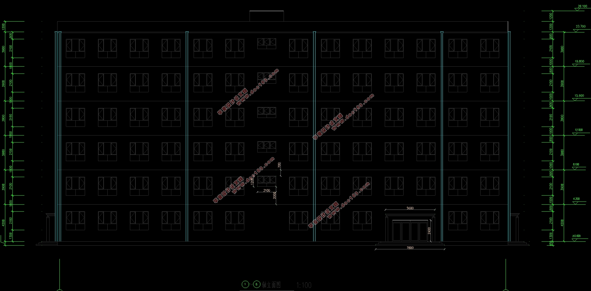 六层5500平米武昌理工学院教学楼设计(建筑图结构图)