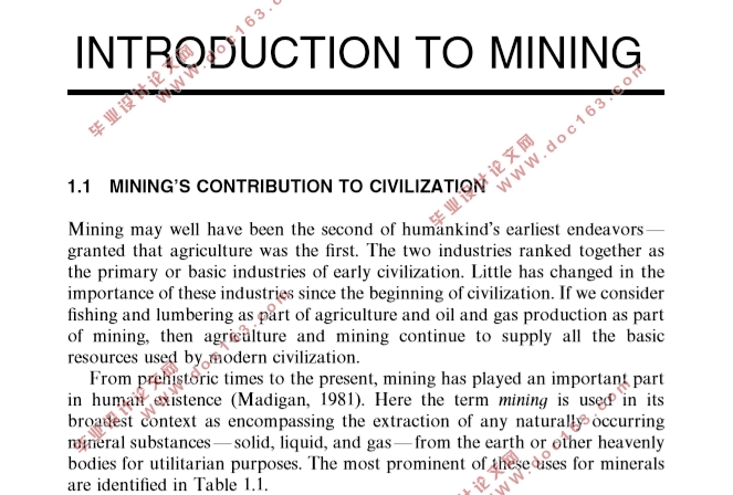 采矿简介INTRODUCTION TO MINING