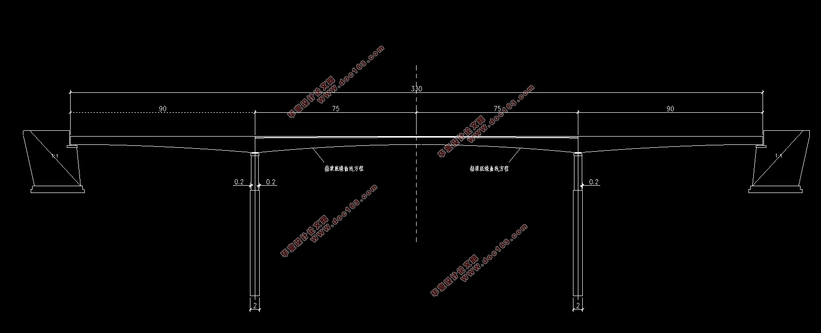 基于UHPC的150m跨度连续梁桥结构设计(90m+150m+90m)(含CAD图)
