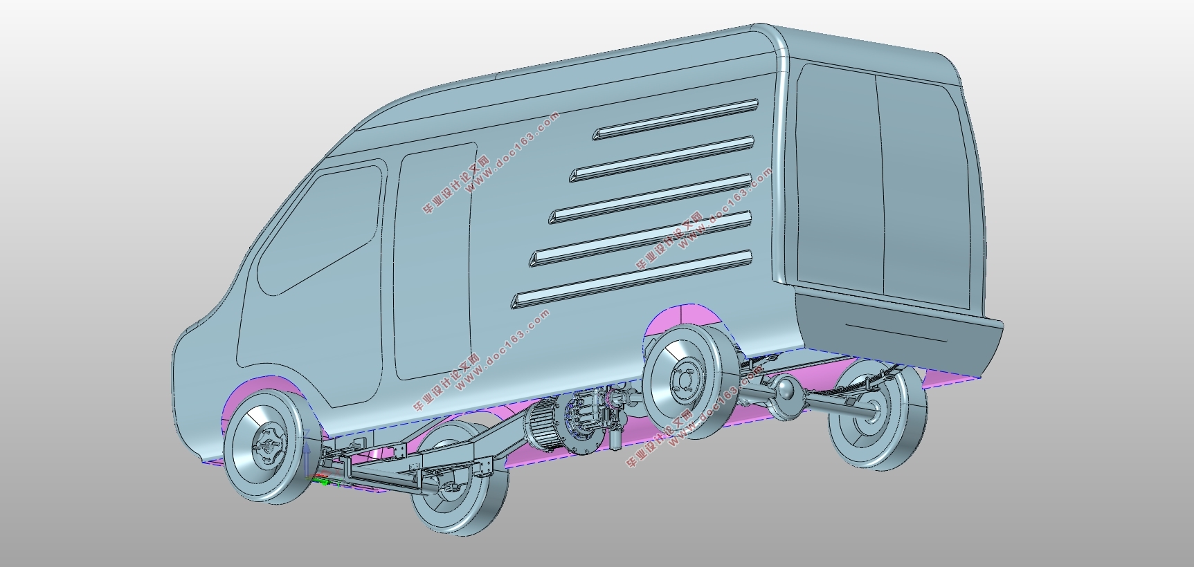 e40d纯电动物流车的总体设计英文版含cad零件图装配图stp三维图