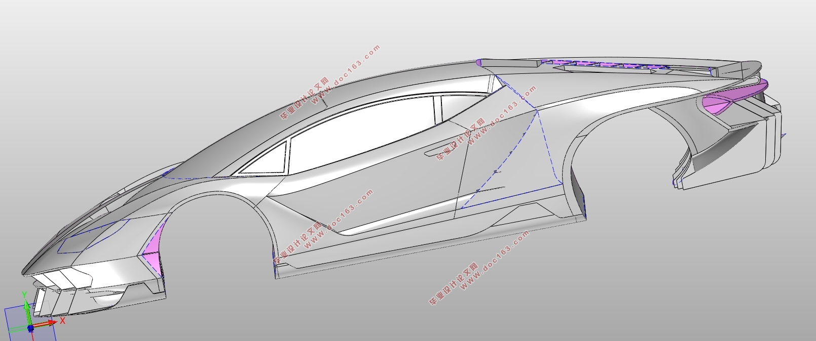兰博基尼LP-700实体模型的逆向扫描与3D建模(含CAD图,STEP三维图)