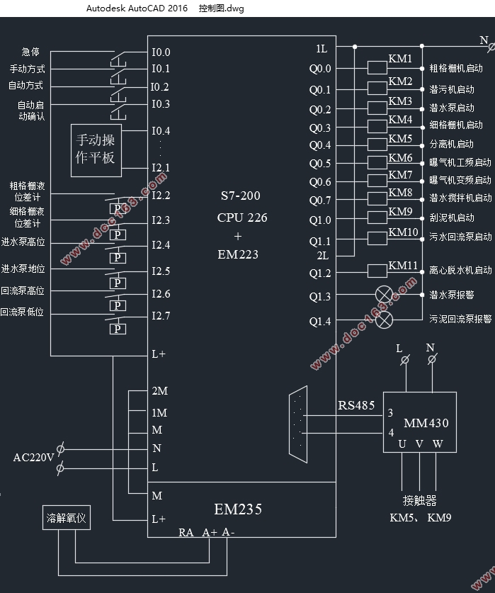 基于plc工业污水处理控制系统硬件设计附cad电路图控制图