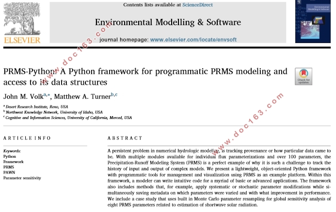 PRMS-Python:一个用于编程的PRMS建模和访问其数据结构Python框架