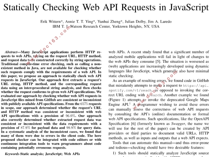 在JavaScript中静态检查Web API请求