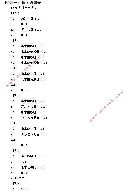 基于PLC的全自动洗衣机控制系统设计(附程序语句表)