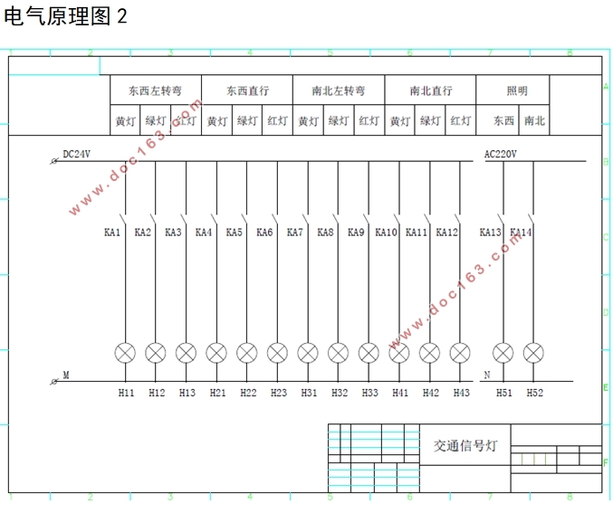 基于PLC的交通信号灯系统的设计(附原理图,梯形图)