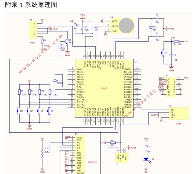 基于单片机和GSM的家庭环境监测系统的设计(附原理图,程序清单)