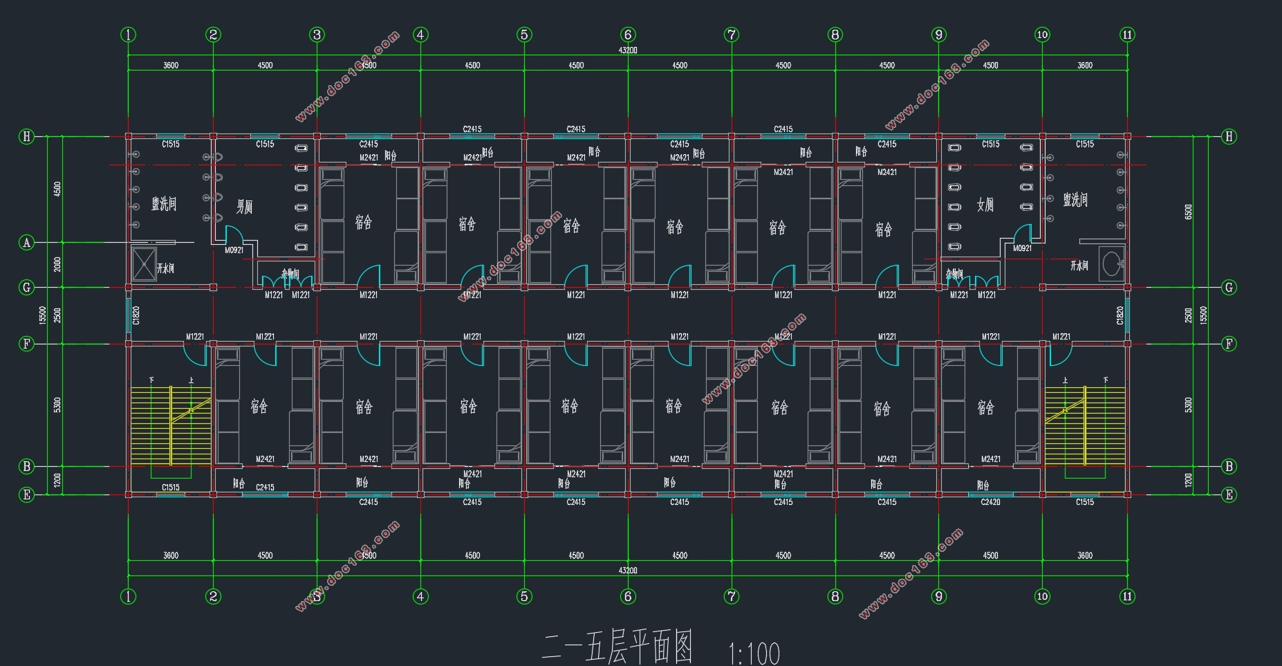 六层6000平米成都某员工宿舍楼设计(含建筑图结构图)