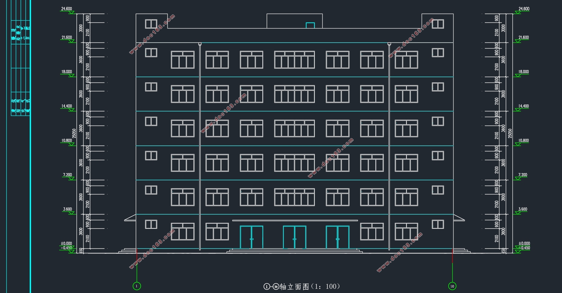 六层3000平米三跨钢结构湖南某工程有限公司办公楼设计(含建筑图结构图)