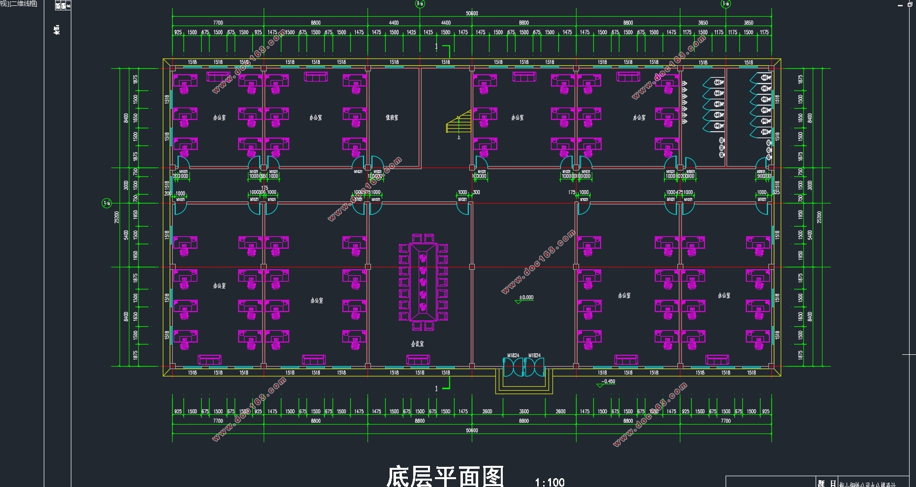 三层3825平米梅山钢铁公司办公楼设计(含建筑图结构图)