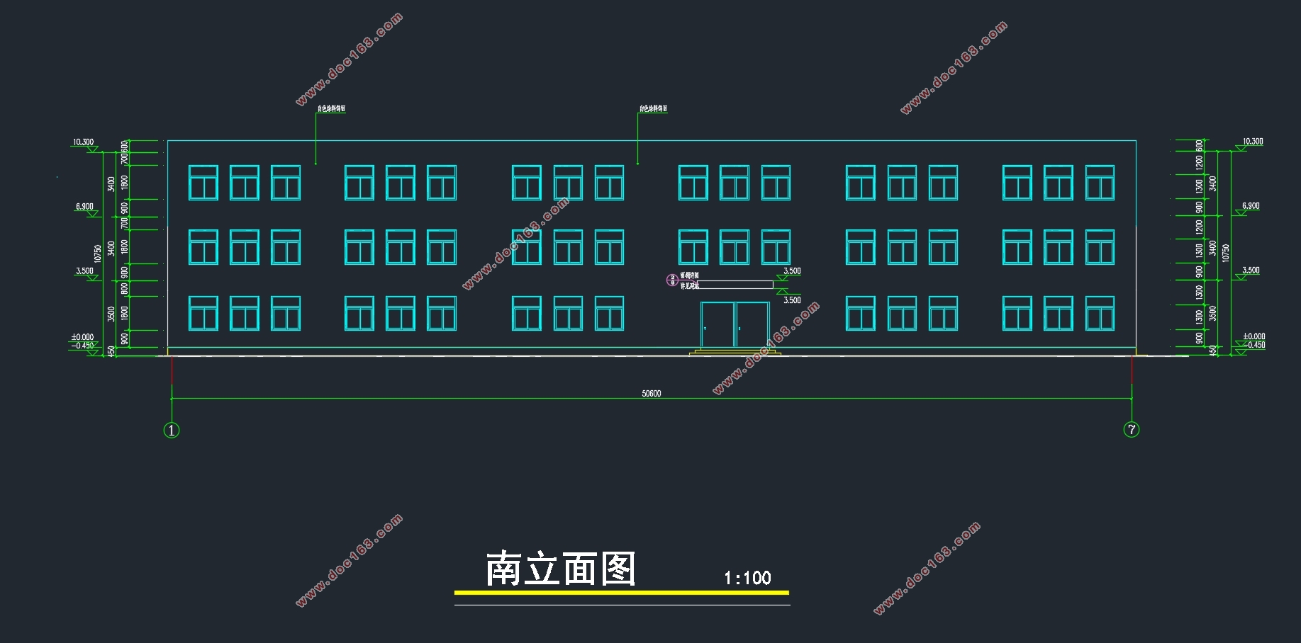 三层3825平米梅山钢铁公司办公楼设计(含建筑图结构图)
