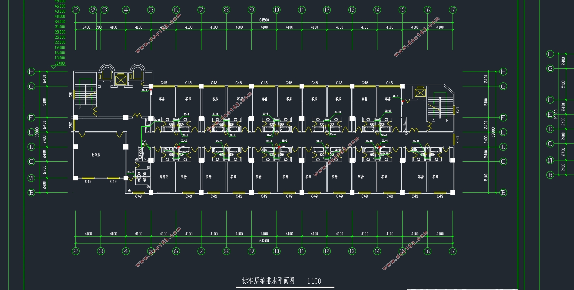 二十二层安东大酒店建筑给排水工程设计(附CAD施工图)