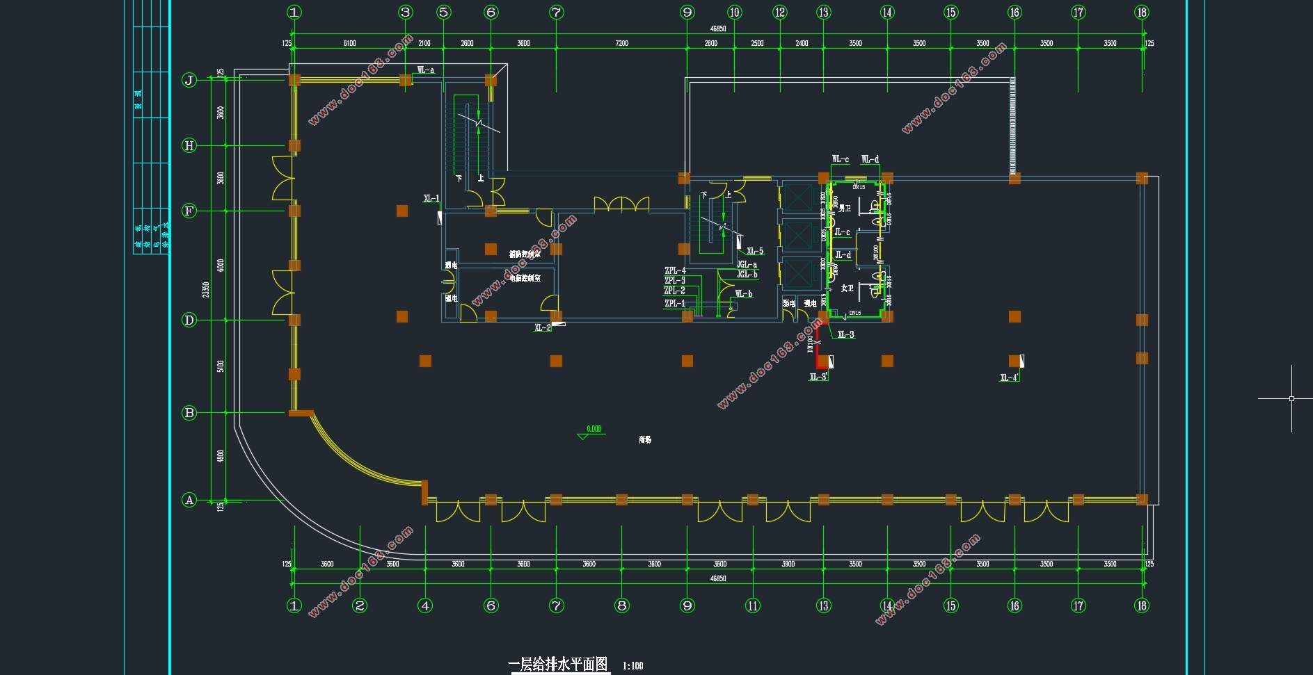 某学院培训楼建筑给排水设计(附CAD施工图)