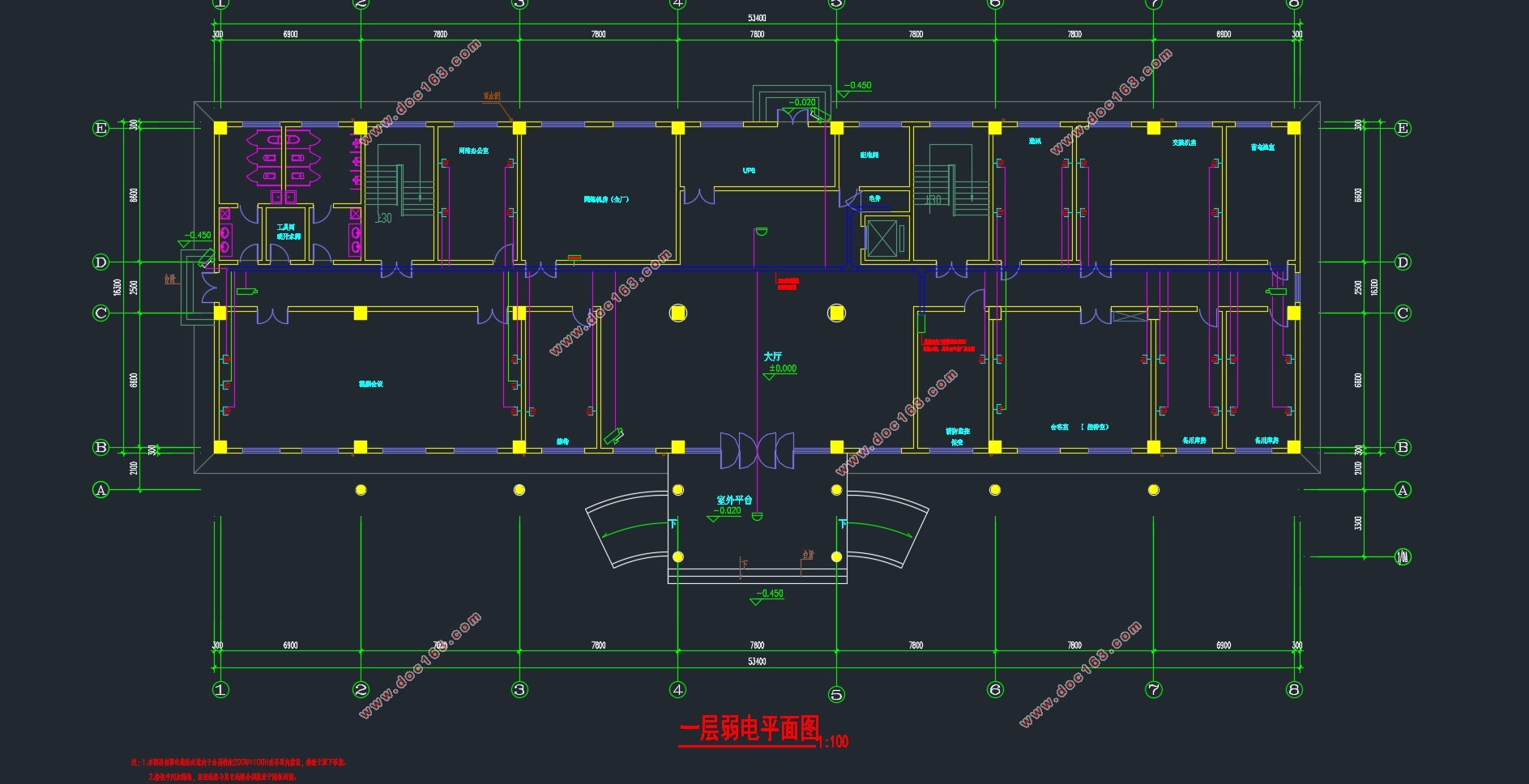 六层上海某热电厂办公楼电气设计(附CAD电气图)