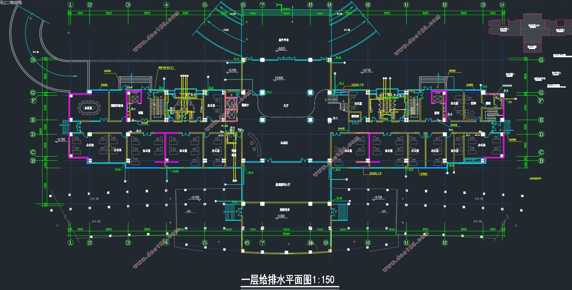 沭阳县十六层政府行政综合楼办公楼主楼给排水设计(附CAD图)